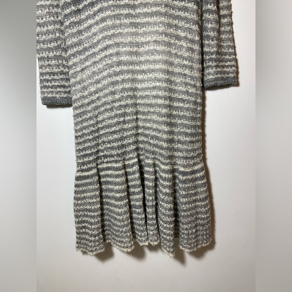 Free People Grey Smile Like You Mean It Stripe Knit L Cardigan Duster OB461298 - Picture 13 of 14